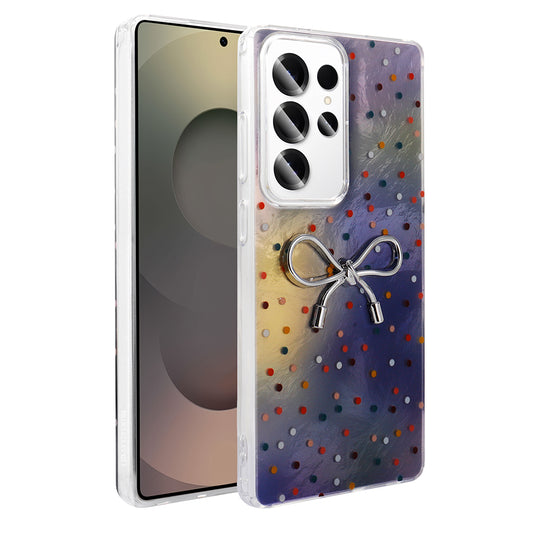 Galaxy S23 Ultra Kılıf Kamera Korumalı Figürlü Zore Ponti Silikon Kapak Lila