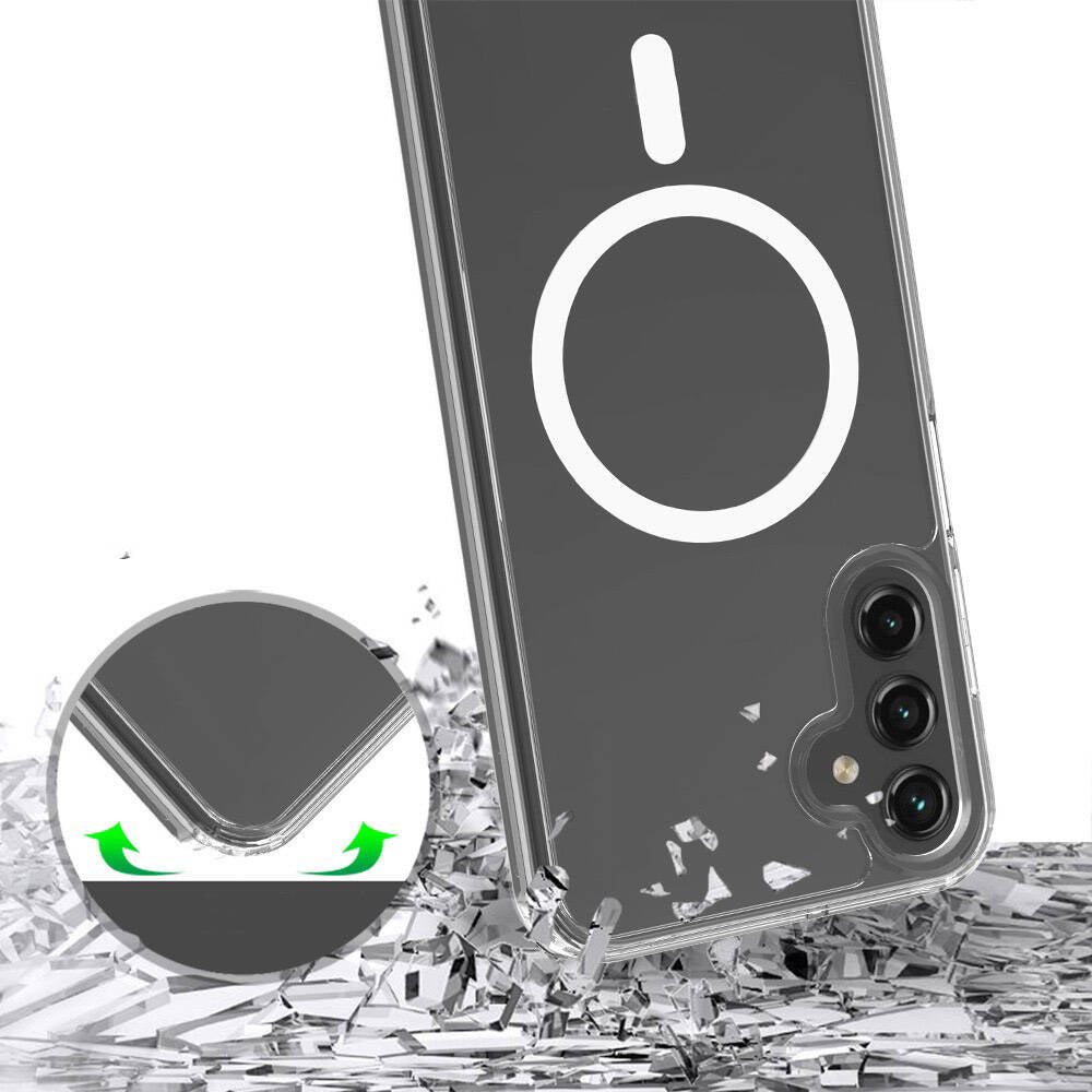 Galaxy S25 Kılıf Magsafe Şarj Özellikli Şeffaf Sert PC Zore Embos Kapak Şeffaf