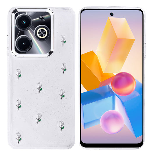 İnfinix Hot 40i Kılıf Airbag Tasarımlı Simli Şeffaf Zore Kutup Kapak Lale
