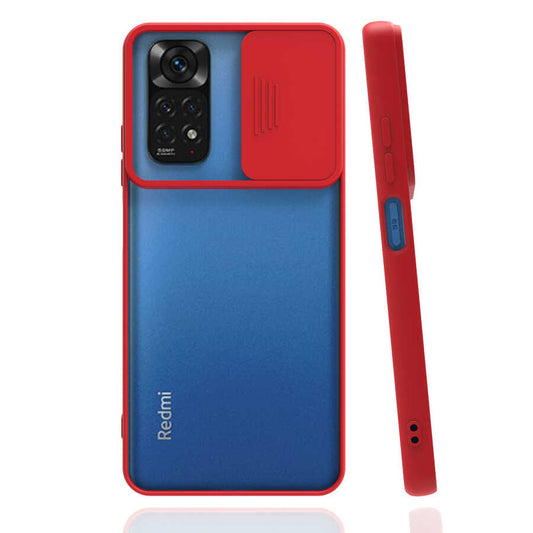 Xiaomi Redmi Note 11 Pro 5G Kılıf Zore Lensi Kapak Kırmızı