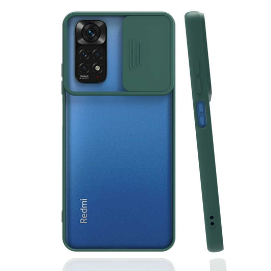 Xiaomi Redmi Note 11 Pro 5G Kılıf Zore Lensi Kapak Koyu Yeşil