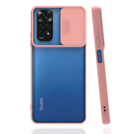 Xiaomi Redmi Note 11S Global Kılıf Zore Lensi Kapak Pembe Açık