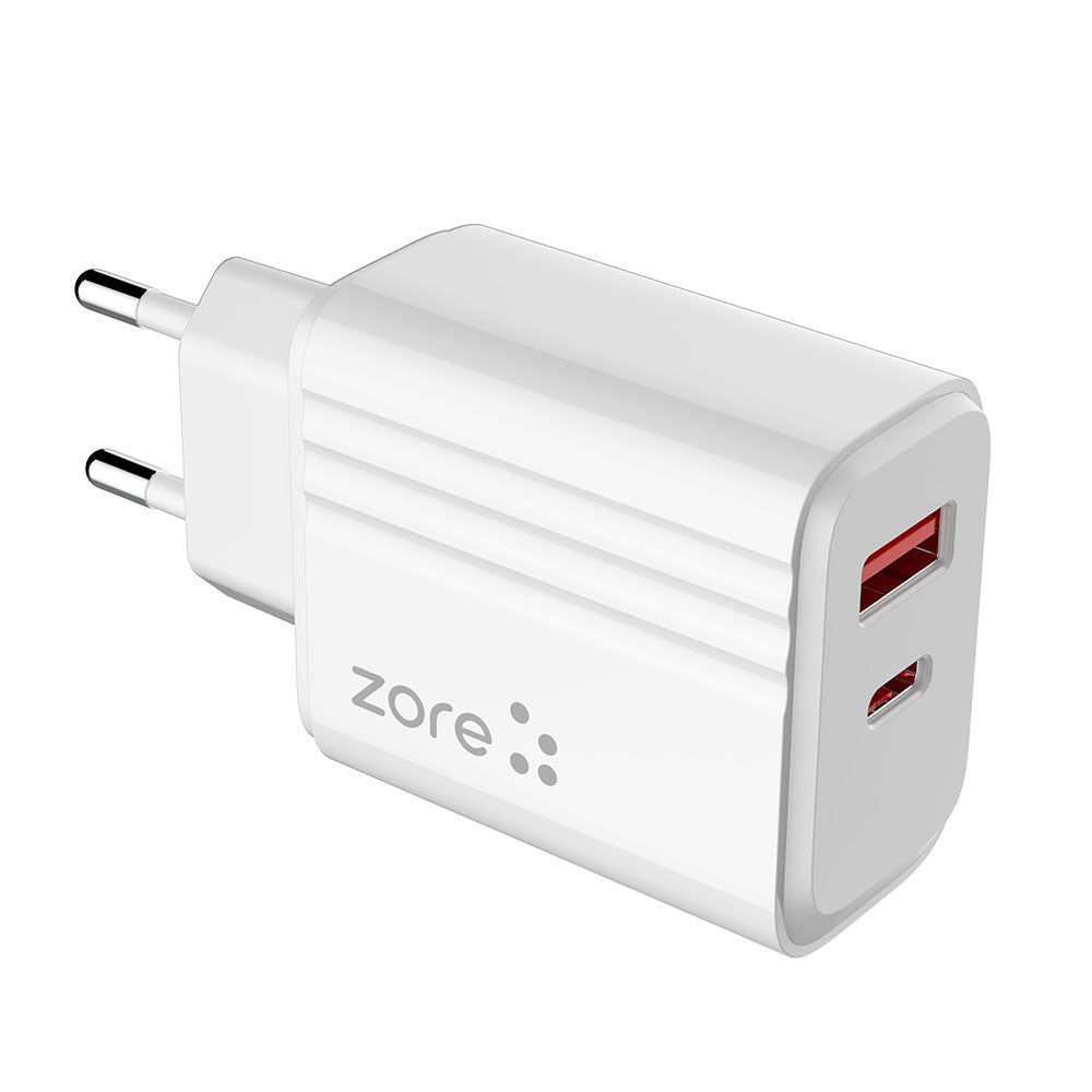 Zore Play Serisi PL07 Type-C to Type-C 2in1 PD Seyahat Şarj Aleti 20W Beyaz