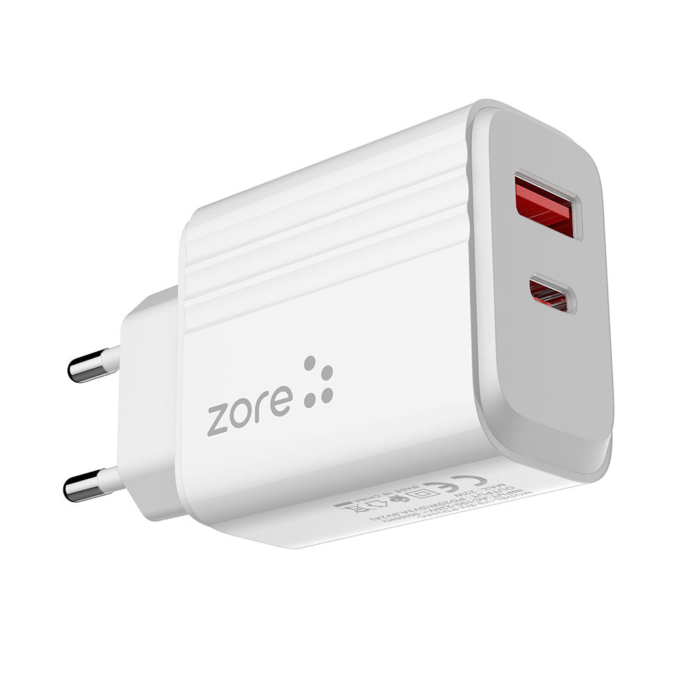Zore Play Serisi PL08 Type-C to Lightning 2in1 PD Seyahat Şarj Aleti 20W Beyaz