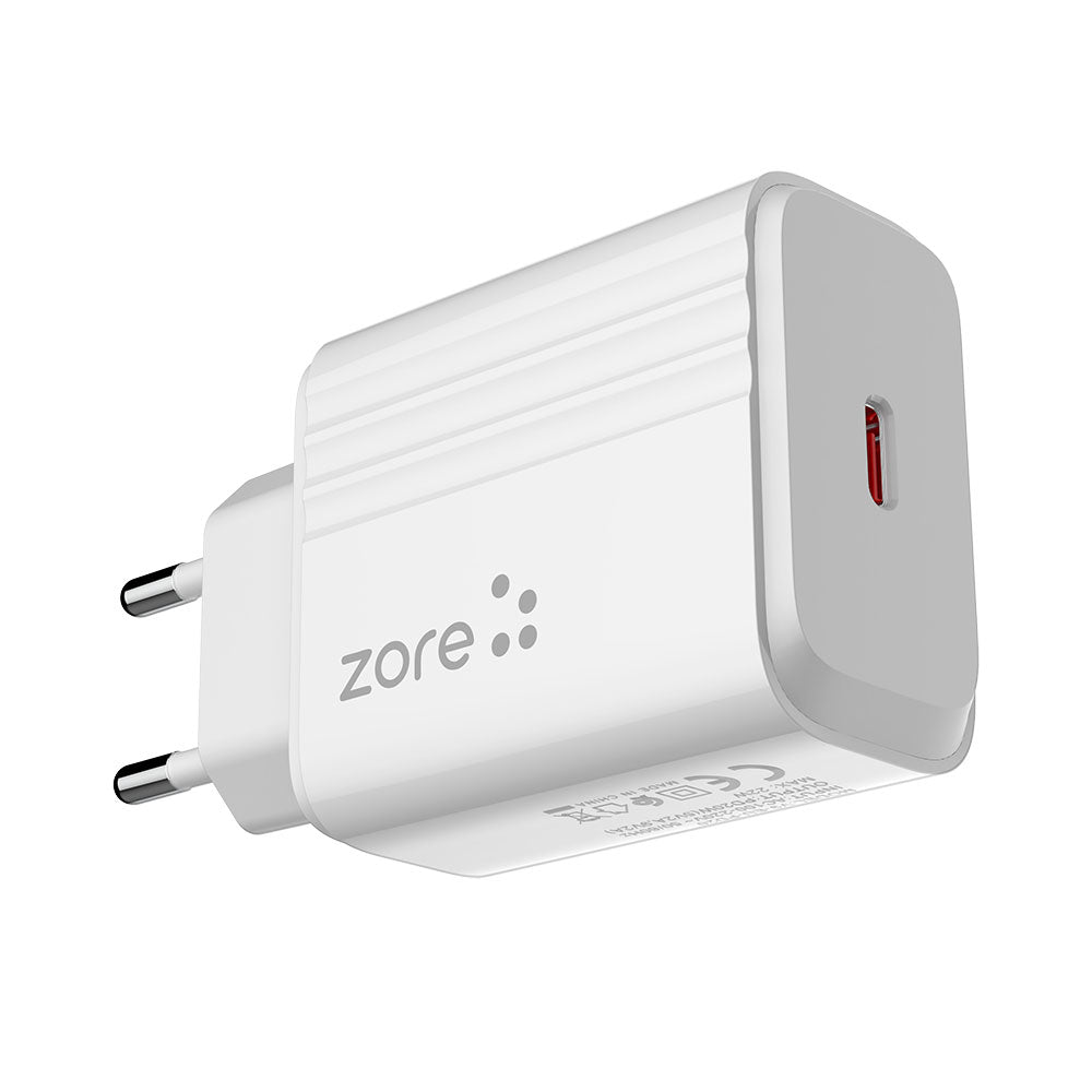 Zore Play Serisi PL2 Type-C to Lightning 2in1 PD Seyahat Şarj Aleti 20W Beyaz